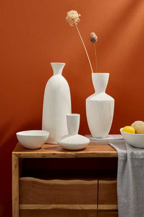 Bizzotto Vaso decorativo Striped A Bianco
