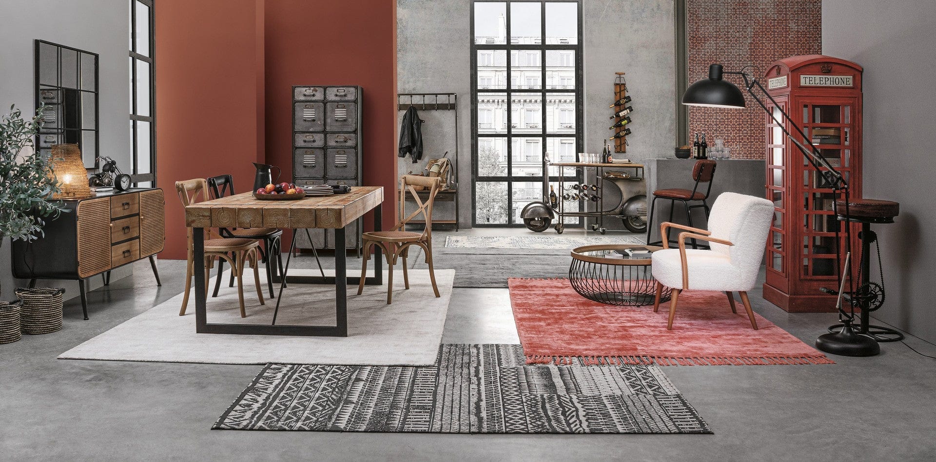 Bizzotto Vetrina con 1 anta Cabin Rosso