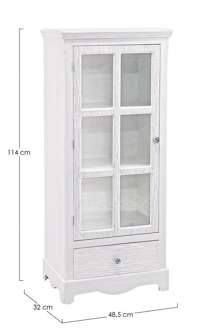 Bizzotto Vetrina con 1 cassetto e 1 anta Cabinet H114 Bianco
