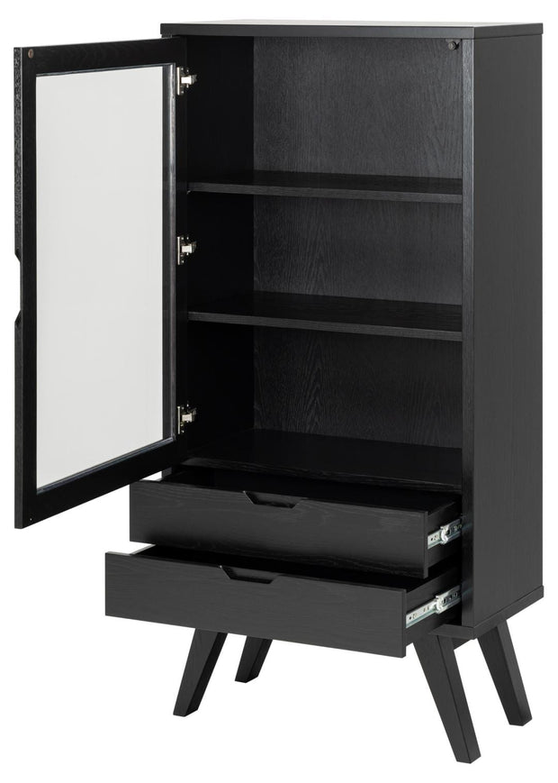 Actona Vetrina con 2 cassetti e 1 anta A-Line Nero