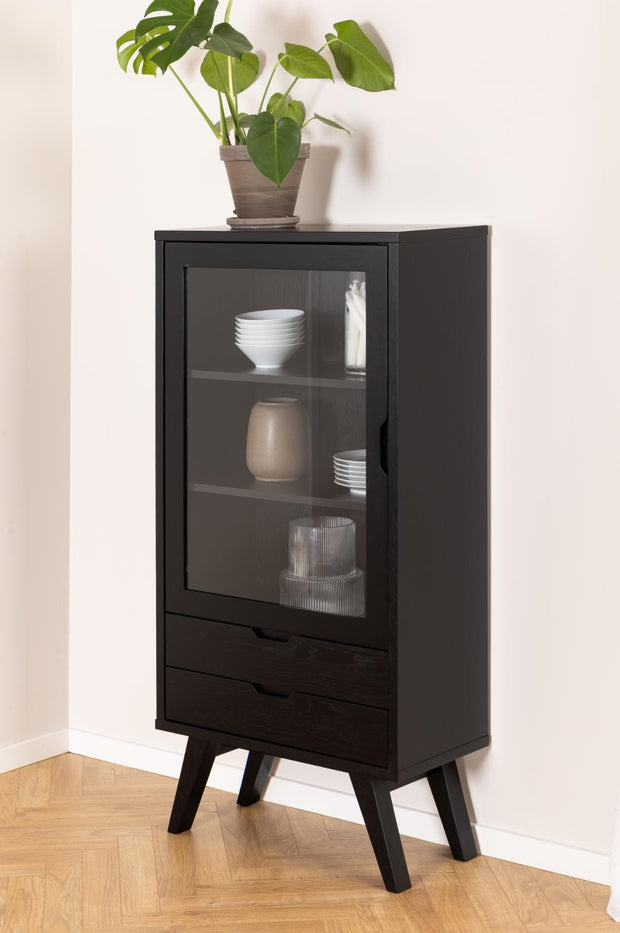 Actona Vetrina con 2 cassetti e 1 anta A-Line Nero