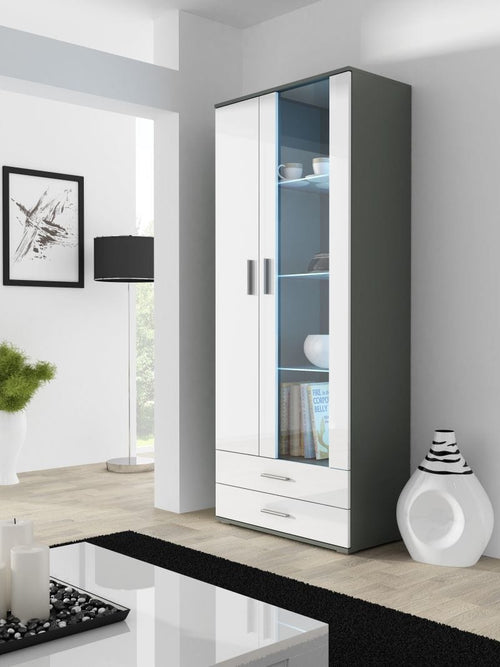 Halmar Vetrina con 2 cassetti e 2 ante Soho Grigio