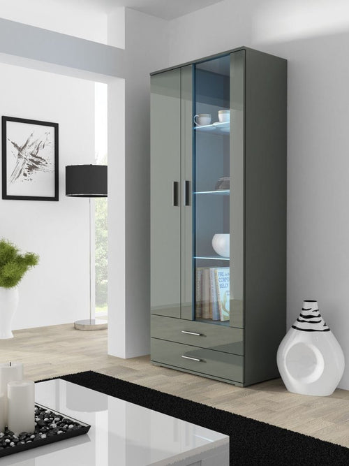 Halmar Vetrina con 2 cassetti e 2 ante Soho Grigio