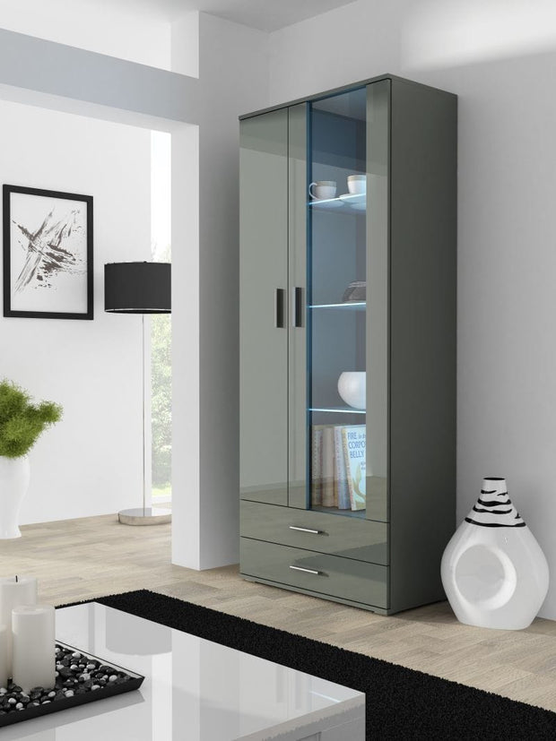 Halmar Vetrina con 2 cassetti e 2 ante Soho Grigio
