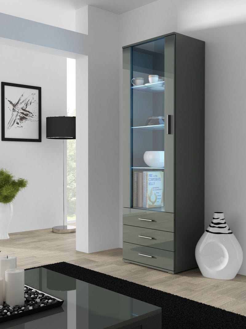 Halmar Vetrina con 3 cassetti e 1 anta Soho Grigio