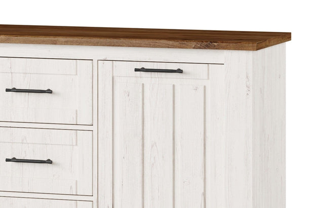 3 cassetti e 2 ante Country 45 Bianco / Rovere, l163xL45xH89 cm (3)