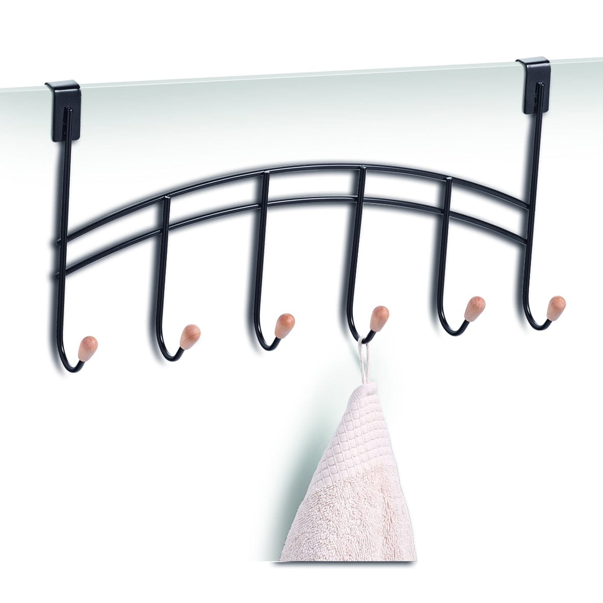 Zeller Appendiabiti per porta, metallo nero, l41xl10xh20,5 cm