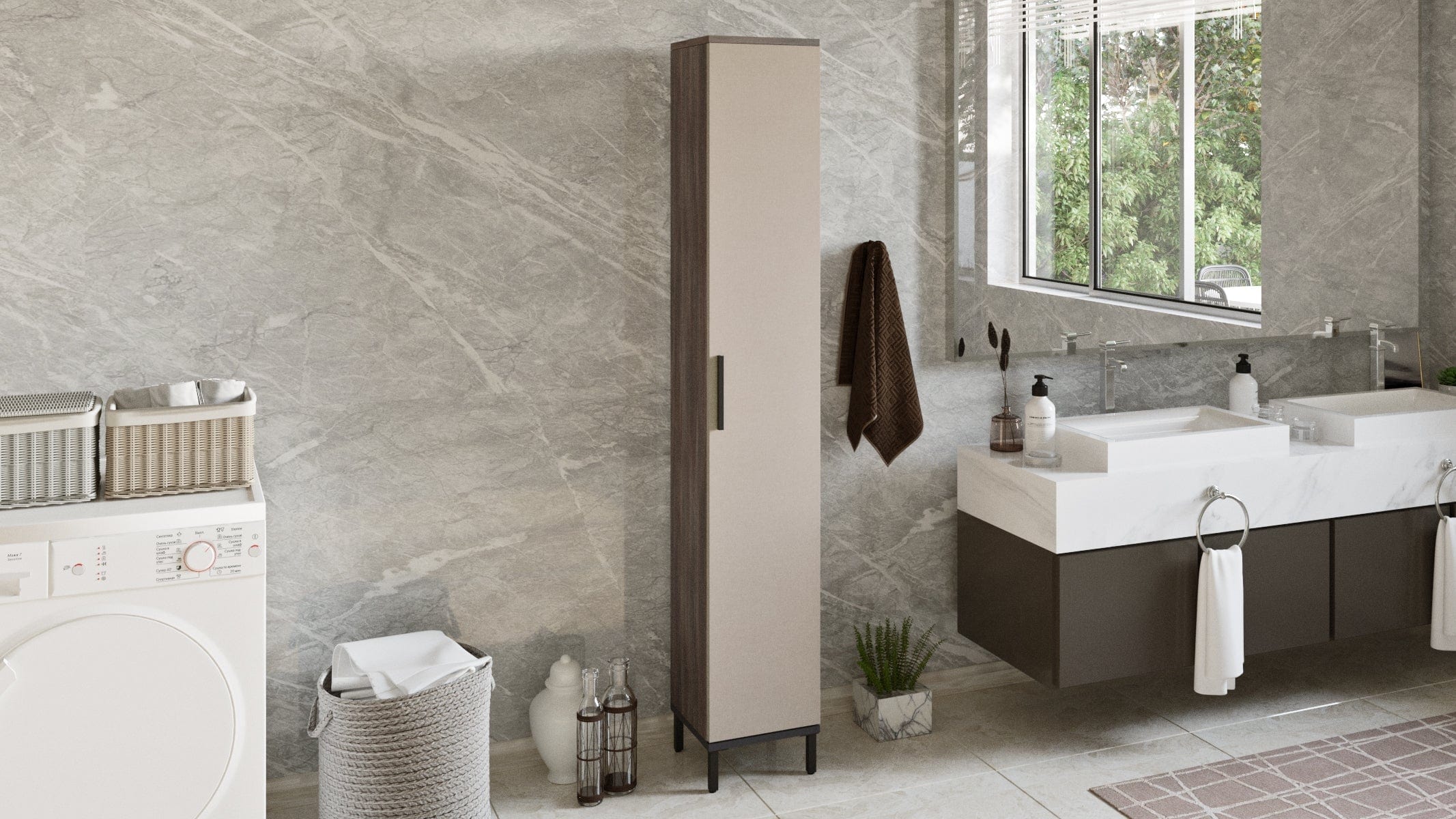 Armadietto bagno alto con 1 anta Vogue VE3-CV Marrone (3)