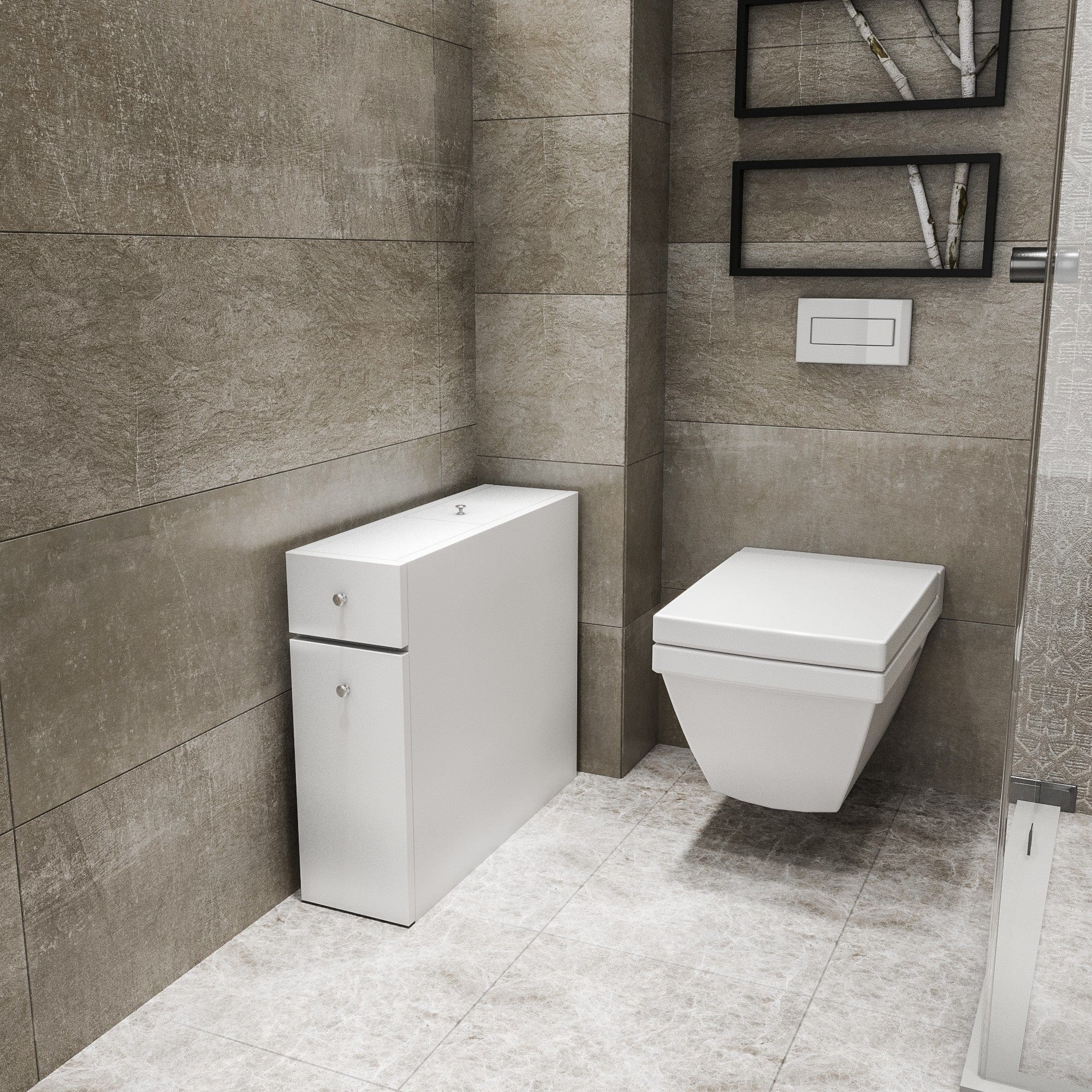Armadietto da bagno con 2 cassetti Calencia Bianco