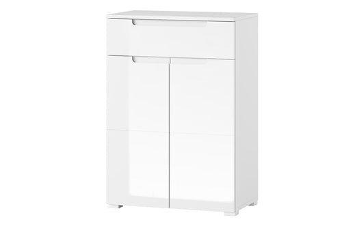 Armadietto da corridoio in MDF e pallet con 1 cassetto e 2 ante Gabrielle 19 Bianco, l70xL40xH101 cm
