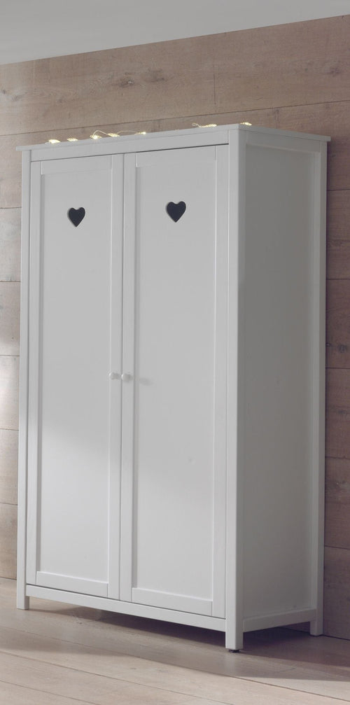 Vipack Armadietto in legno di pino e MDF a 2 ante, per bambini Amori White, l110xL57xH190,5 cm
