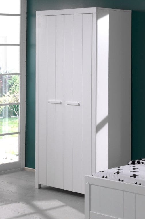 Vipack Armadietto in legno di pino e MDF a 2 ante, per bambini Erik White, l100xL55xH205 cm