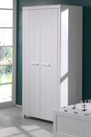 Vipack Armadietto in legno di pino e MDF a 2 ante, per bambini Erik White, l100xL55xH205 cm