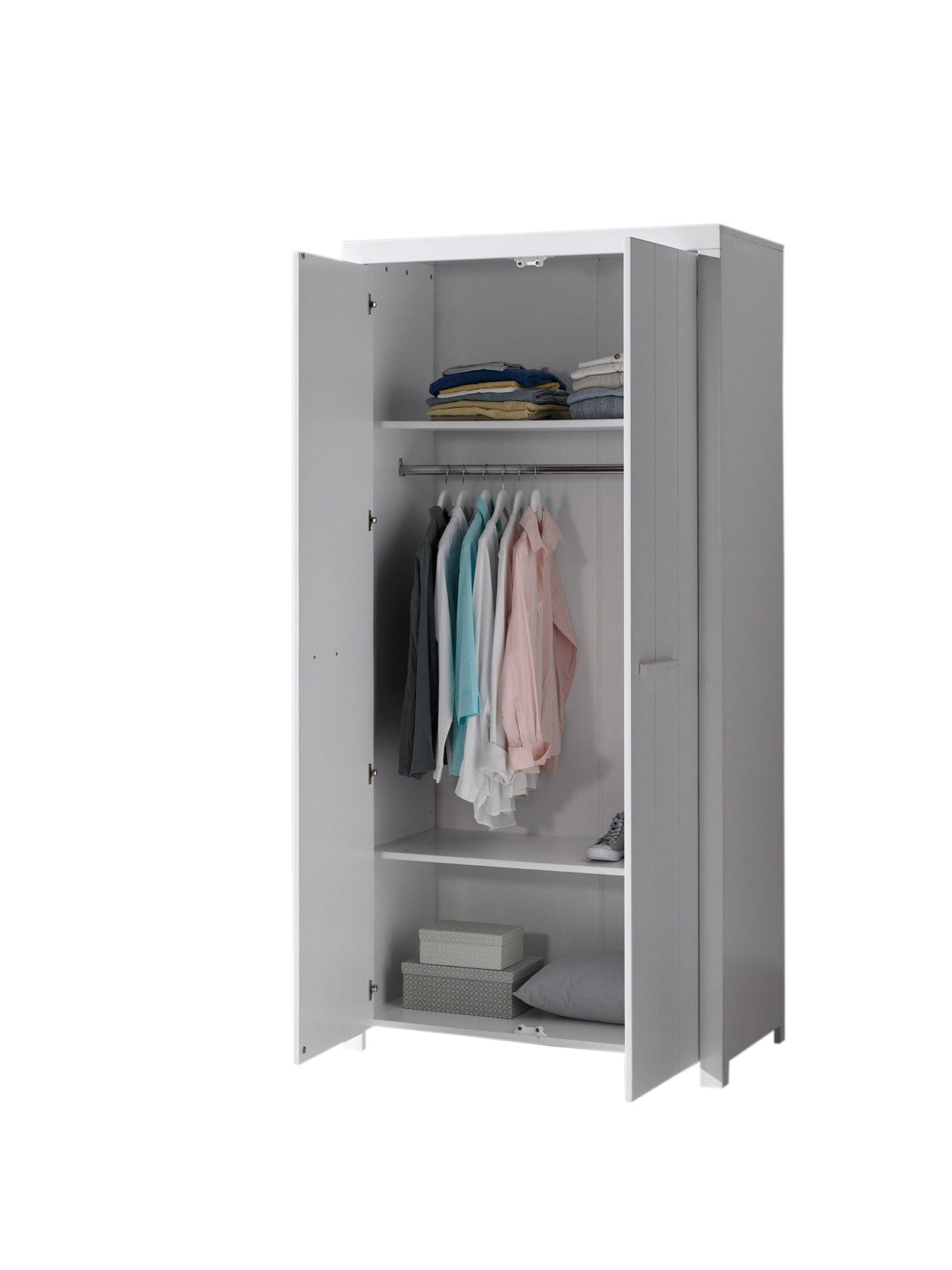 Vipack Armadietto in legno di pino e MDF a 2 ante, per bambini Erik White, l100xL55xH205 cm