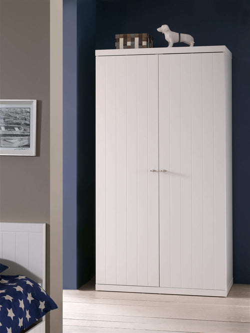 Vipack Armadietto in legno di pino e MDF a 2 ante, per bambini Robin White, l110xL57xH204,5 cm