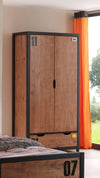 Vipack Armadietto in legno di pino e MDF con 2 ante e 1 cassetto, per bambini Alex Natural / Black, l100xL55xH200 cm