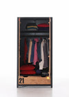 Vipack Armadietto in legno di pino e MDF con 2 ante e 1 cassetto, per bambini Alex Natural / Black, l100xL55xH200 cm