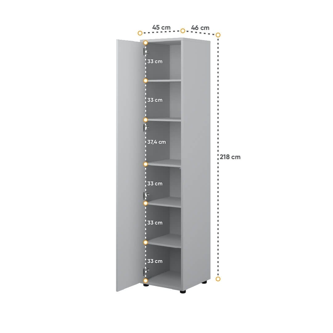 Lenart Armadio a 1 anta battente BC21 Grigio Opaco