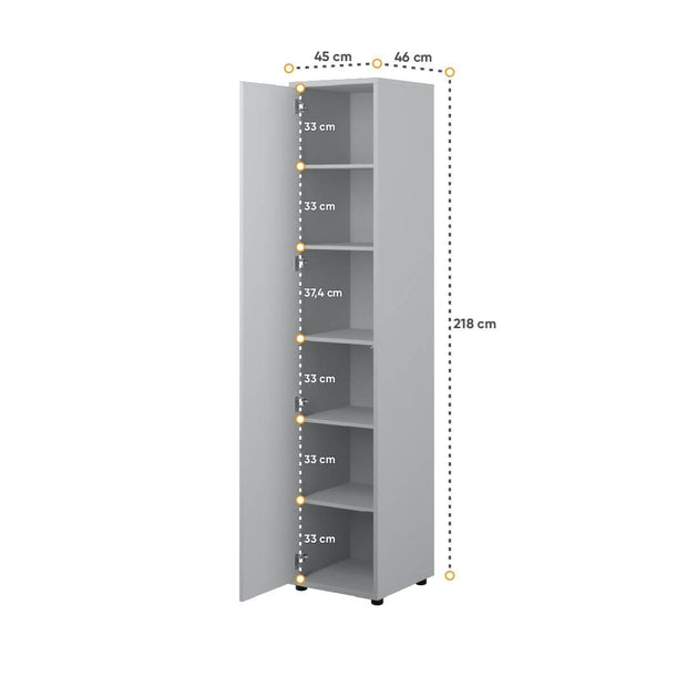 Lenart Armadio a 1 anta battente BC21 Grigio Opaco