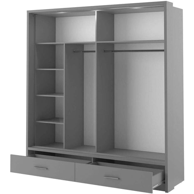 Lenart Armadio a 2 ante scorrevoli, 2 cassetti e specchio Arti 07 Grigio Opaco