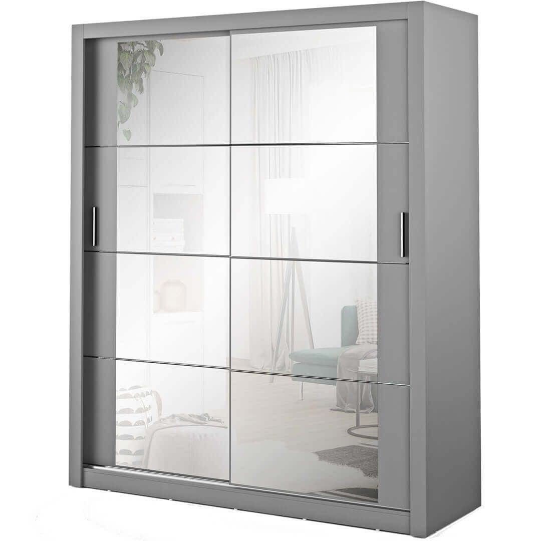 Lenart Armadio a 2 ante scorrevoli e specchio Arti 03 Grigio Opaco