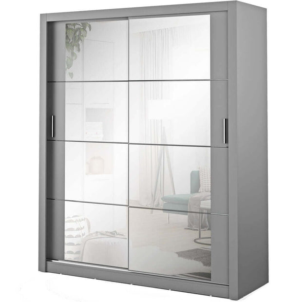 Lenart Armadio a 2 ante scorrevoli e specchio Arti 03 Grigio Opaco