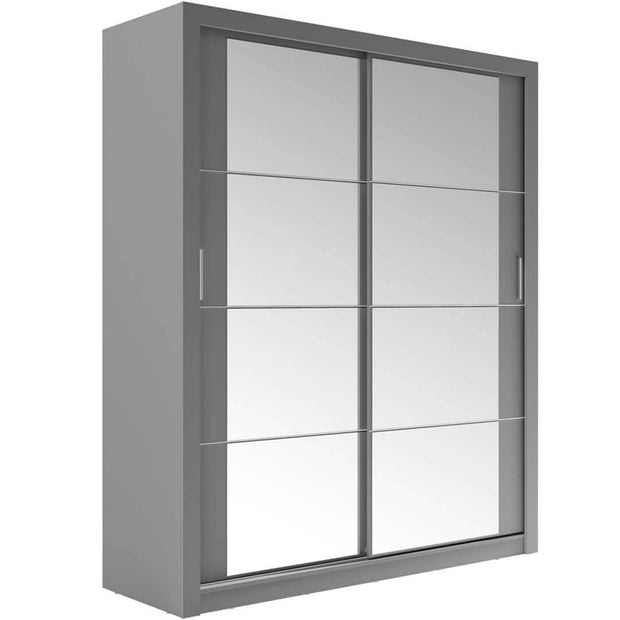 Lenart Armadio a 2 ante scorrevoli e specchio Arti 03 Grigio Opaco