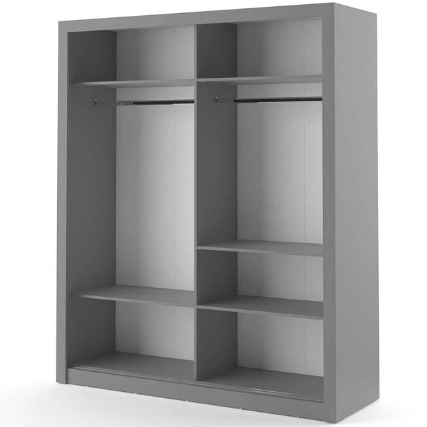 Lenart Armadio a 2 ante scorrevoli e specchio Arti 03 Grigio Opaco