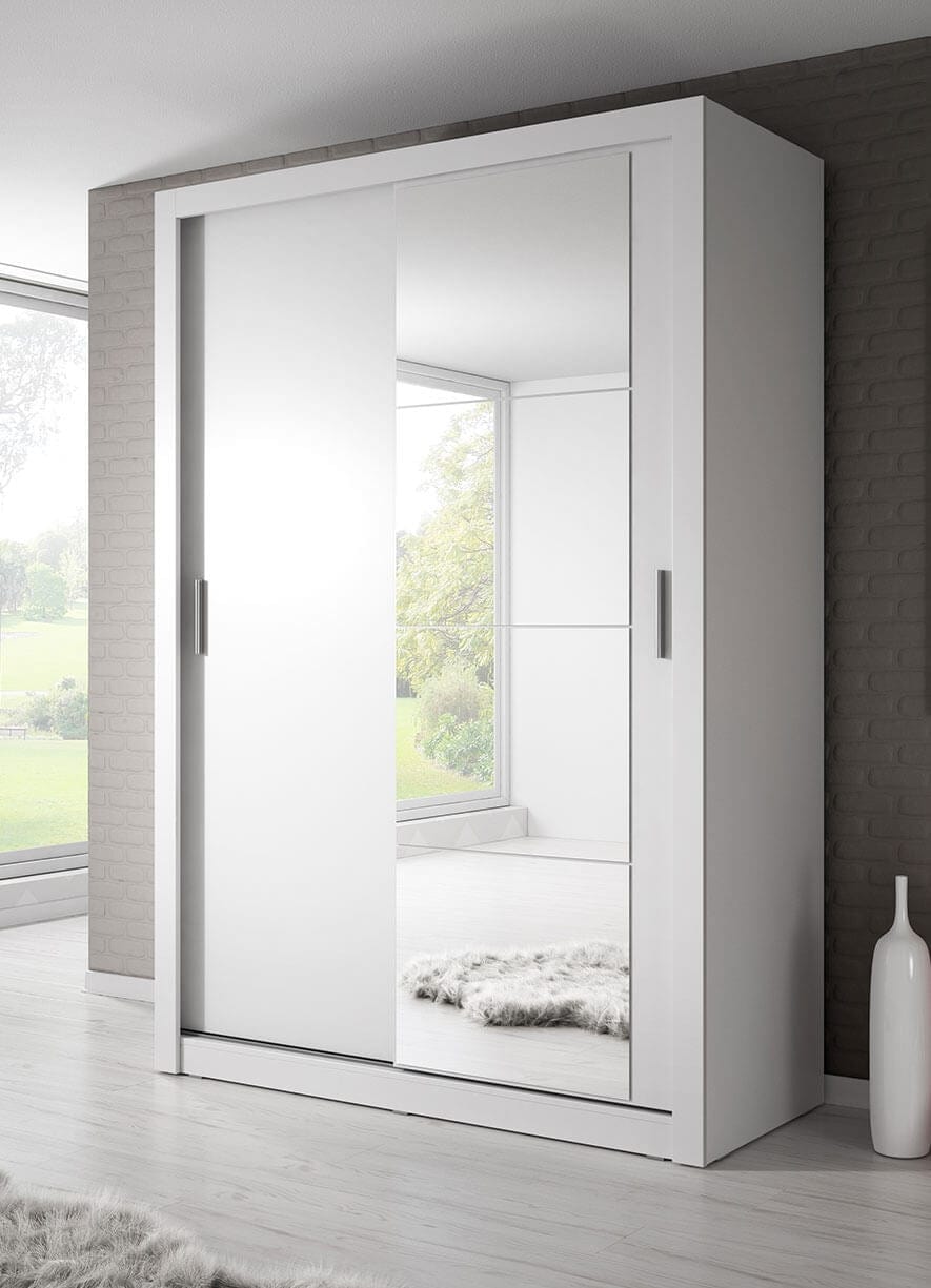 Lenart Armadio a 2 ante scorrevoli e specchio Arti 04 Bianco Opaco