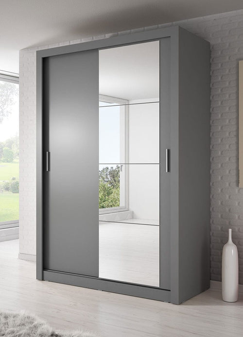 Lenart Armadio a 2 ante scorrevoli e specchio Arti 04 Grigio Opaco