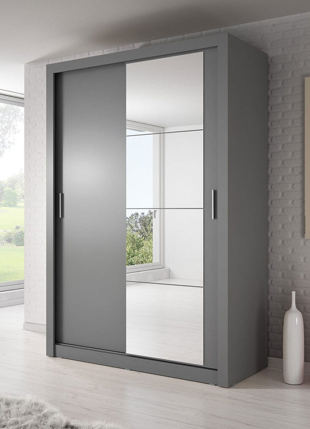 Lenart Armadio a 2 ante scorrevoli e specchio Arti 04 Grigio Opaco