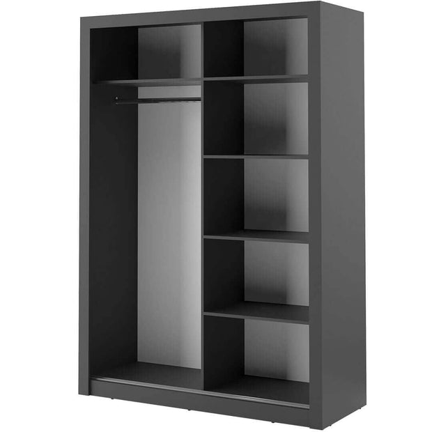 Lenart Armadio a 2 ante scorrevoli e specchio Arti 04 Nero Opaco