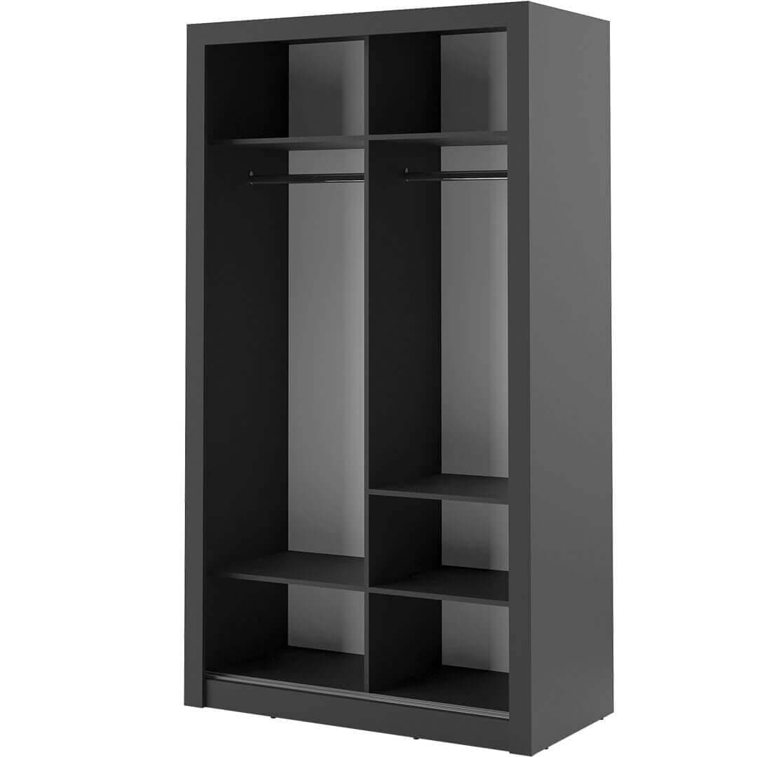 Lenart Armadio a 2 ante scorrevoli e specchio Arti 06 Nero Opaco