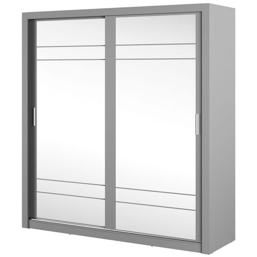 Lenart Armadio a 2 ante scorrevoli e specchio Arti 08 Grigio Opaco