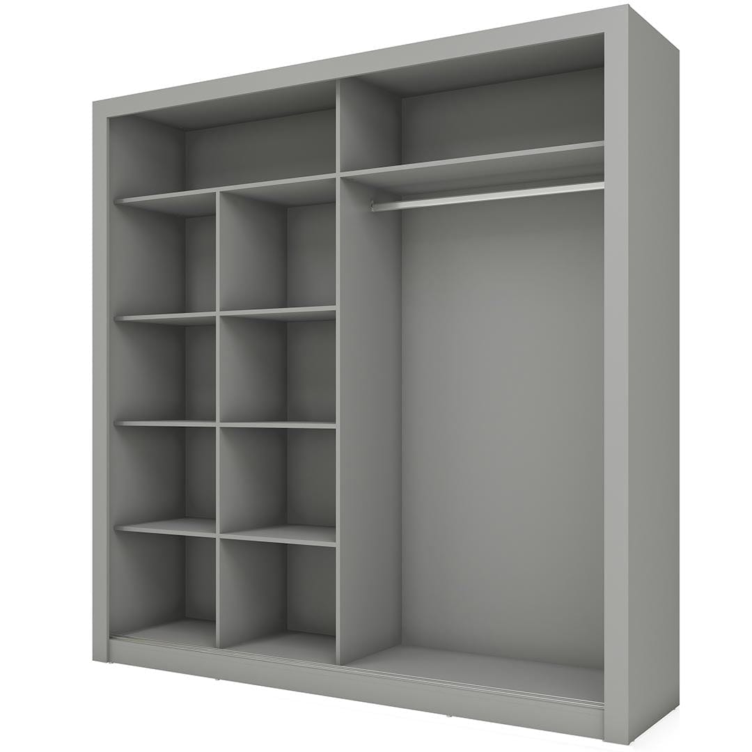 Lenart Armadio a 2 ante scorrevoli e specchio Arti 08 Grigio Opaco