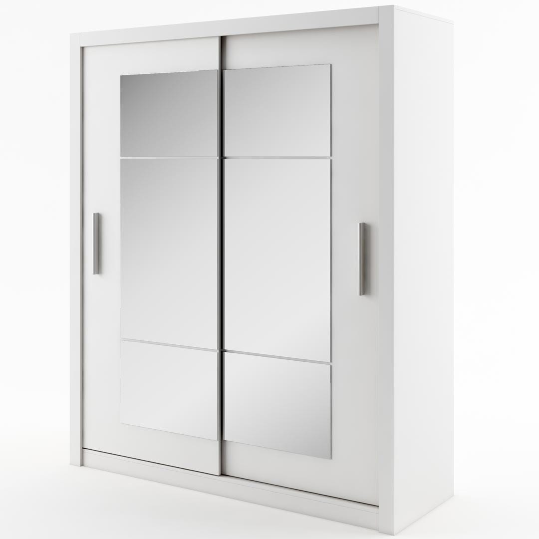 Lenart Armadio a 2 ante scorrevoli e specchio Idea 02 Square Bianco Opaco