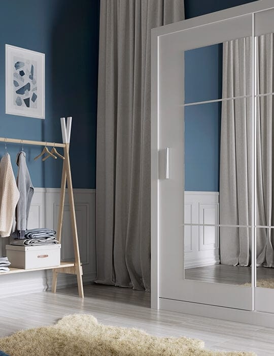 Lenart Armadio a 2 ante scorrevoli e specchio Idea 02 Square Bianco Opaco
