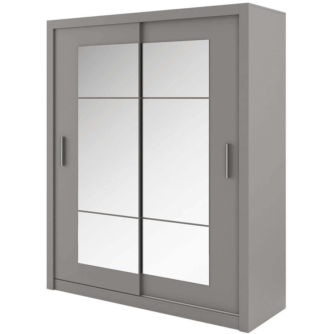 Lenart Armadio a 2 ante scorrevoli e specchio Idea 02 Square Grigio Opaco