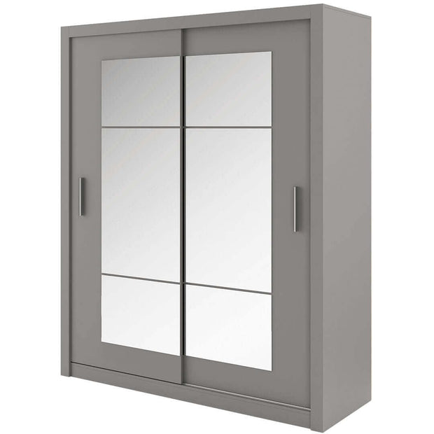 Lenart Armadio a 2 ante scorrevoli e specchio Idea 02 Square Grigio Opaco