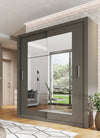 Lenart Armadio a 2 ante scorrevoli e specchio Idea 02 Square Grigio Opaco