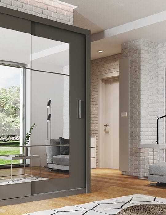 Lenart Armadio a 2 ante scorrevoli e specchio Idea 02 Square Grigio Opaco