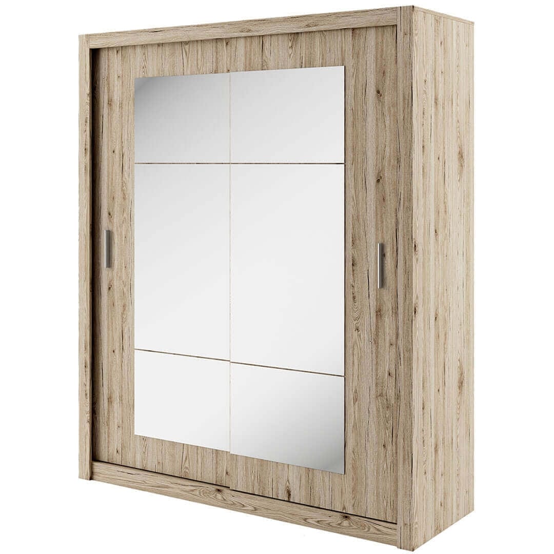 Lenart Armadio a 2 ante scorrevoli e specchio Idea 02 Square Quercia