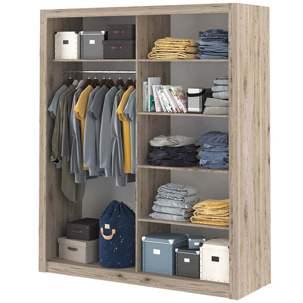 Lenart Armadio a 2 ante scorrevoli e specchio Idea 02 Square Quercia