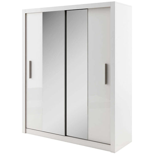 Lenart Armadio a 2 ante scorrevoli e specchio Idea 03 Bianco Opaco