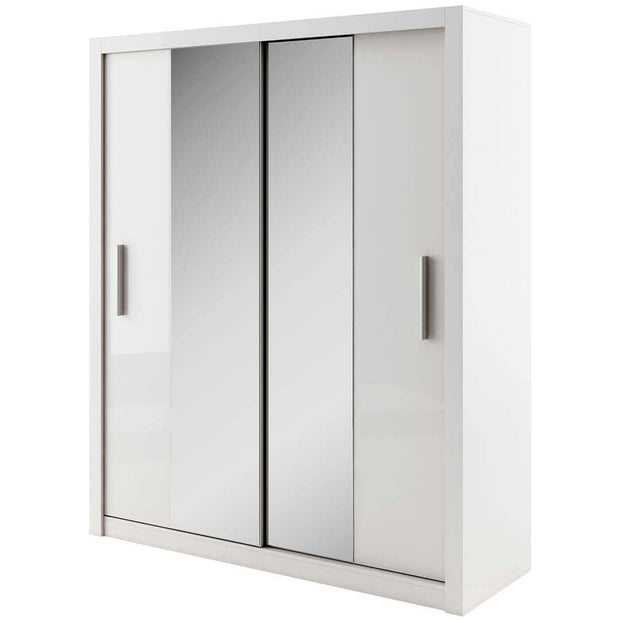Lenart Armadio a 2 ante scorrevoli e specchio Idea 03 Bianco Opaco