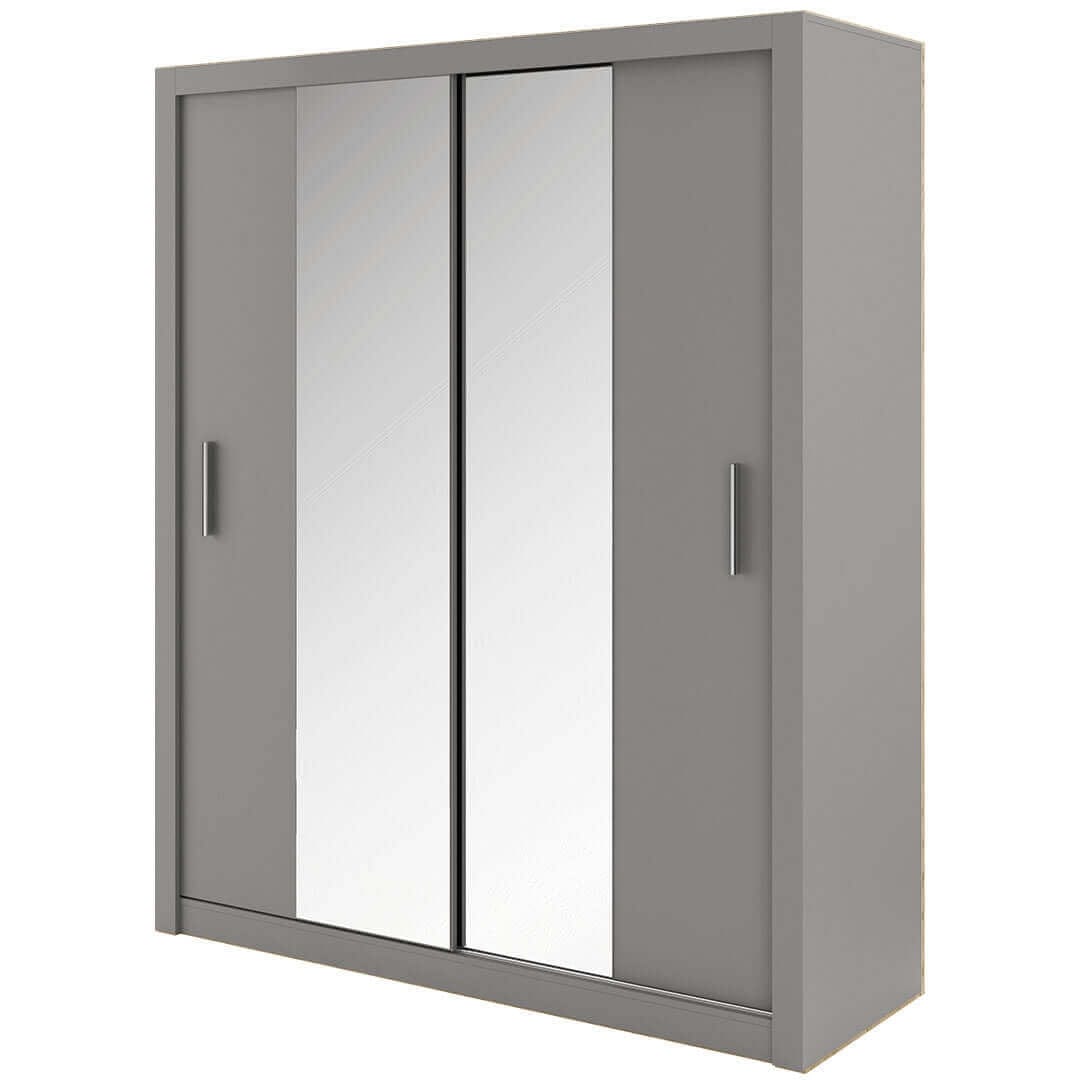 Lenart Armadio a 2 ante scorrevoli e specchio Idea 03 Grigio Opaco