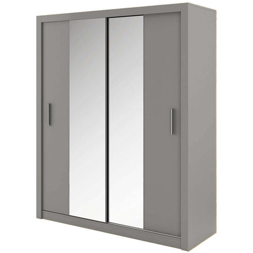 Lenart Armadio a 2 ante scorrevoli e specchio Idea 03 Grigio Opaco