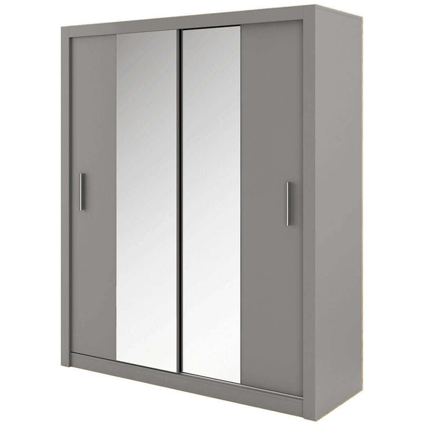 Lenart Armadio a 2 ante scorrevoli e specchio Idea 03 Grigio Opaco