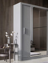 Lenart Armadio a 2 ante scorrevoli e specchio Idea 03 Grigio Opaco