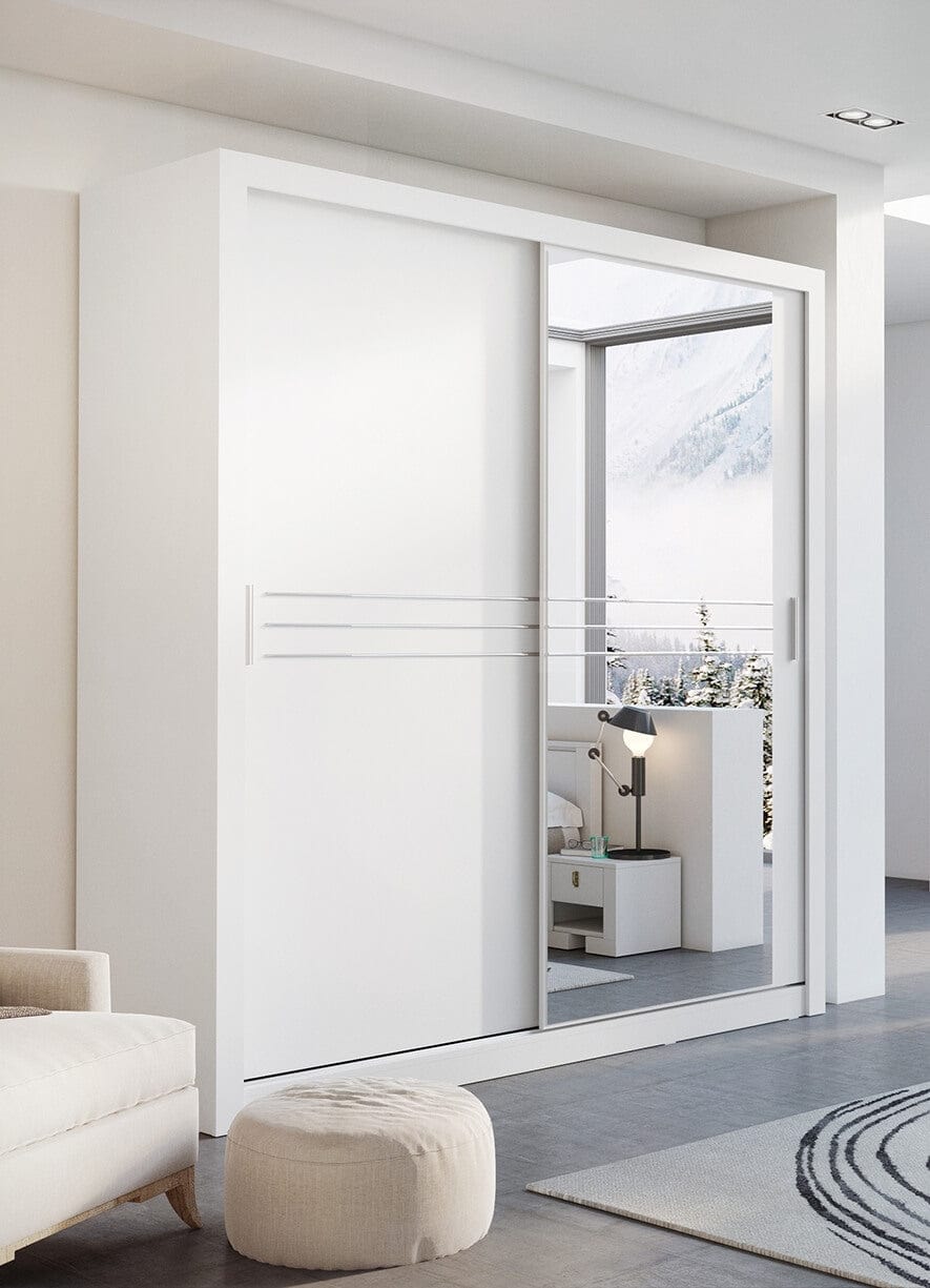 Lenart Armadio a 2 ante scorrevoli e specchio Idea 12 Bianco Opaco